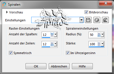 screenshot Effekte, Verzerrungseffekte Spirale