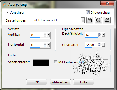 Screenshot, Aussparrung-Trauben